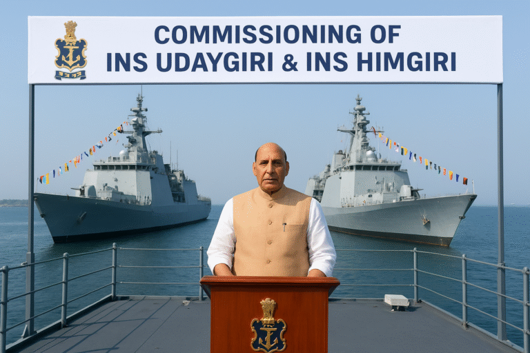 भारतीय नौसेना ने एक साथ कमीशन किए दो स्टेल्थ फ्रिगेट — INS उदयगिरी और INS हिमगिरी
