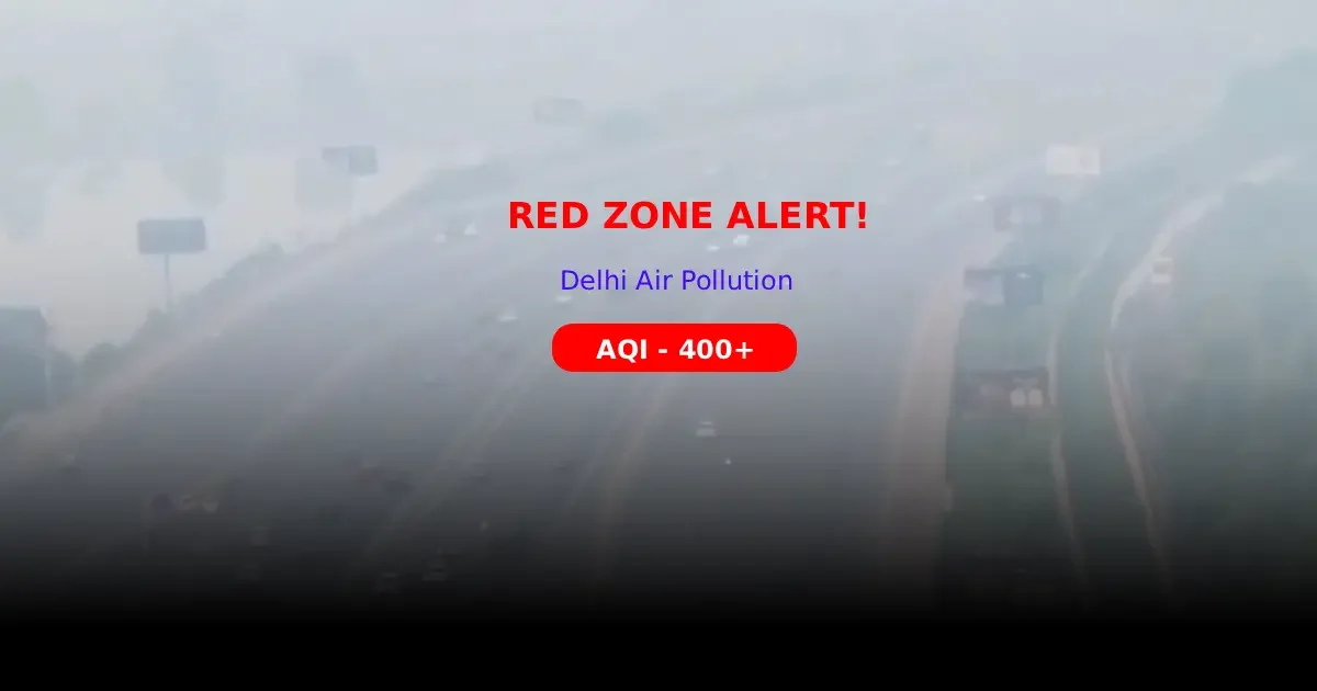 दिल्ली में Air Quality संकट: AQI 400 पार, राजधानी पहुंची Red Zone में — जानिए क्यों अभी तक GRAP Stage 3 लागू नहीं हुआ