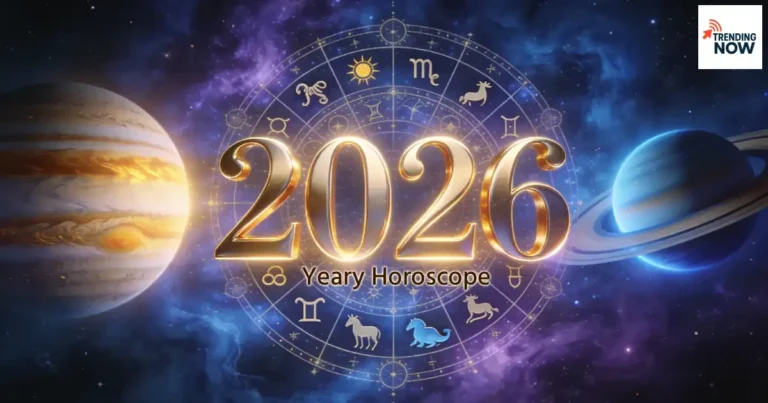 Rashifal 2026 yearly horoscope chart with all 12 zodiac signs and planetary transit of Saturn and Jupiter