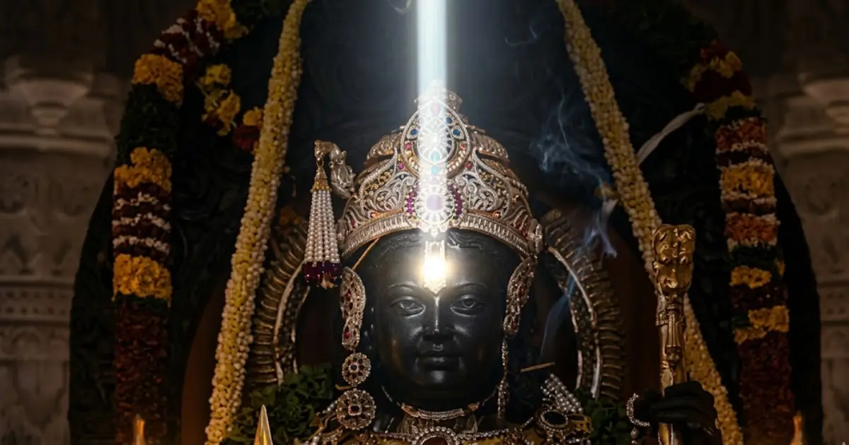 अयोध्या राम मंदिर में राम नवमी 2026 पर सूर्य तिलक के दौरान रामलला के दर्शन