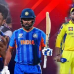 संजू सैमसन T20 World Cup 2026 ट्रॉफी के साथ, Player of the Tournament, दाएं तरफ धोनी के साथ पीली जर्सी में आगामी आईपीएल के मद्देनजर