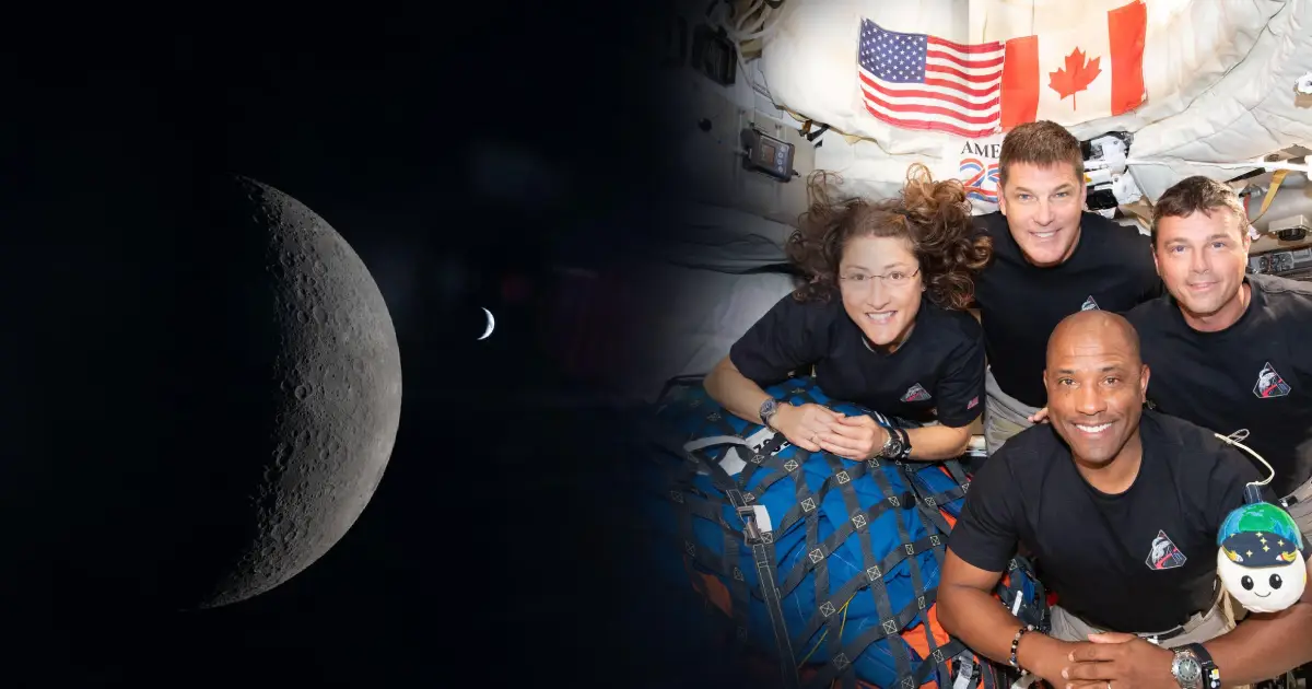 Artemis II अंतरिक्ष यात्री चंद्रमा की सतह पर उल्कापिंड की चमक (meteorite impact flash) देख रहे हैं — NASA Orion spacecraft से, अप्रैल 2026