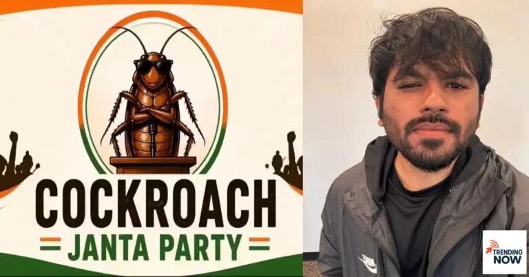 Cockroach Janta Party logo and Abhijit Dipke in Right showing Gen Z protest movement in India 2026