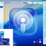 Apple macOS 27 Liquid Glass redesign interface on MacBook showing transparent UI elements and improved readability