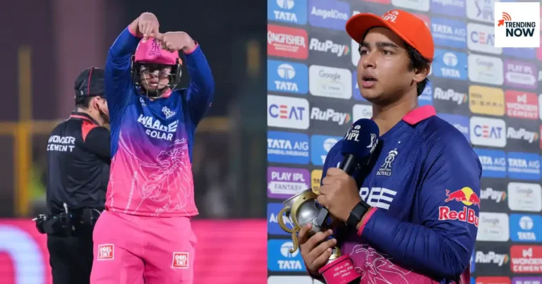 Vaibhav Sooryavanshi 'A' Celebration: वैभव सूर्यवंशी IPL 2026 में 'A' का निशान बनाते हुए, RR vs LSG मैच जयपुर