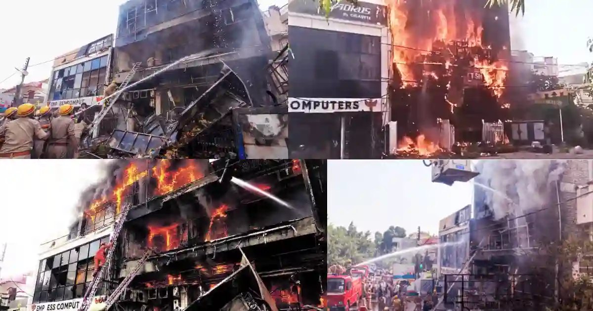 A massive fire broke out at a coaching centre in Lucknow