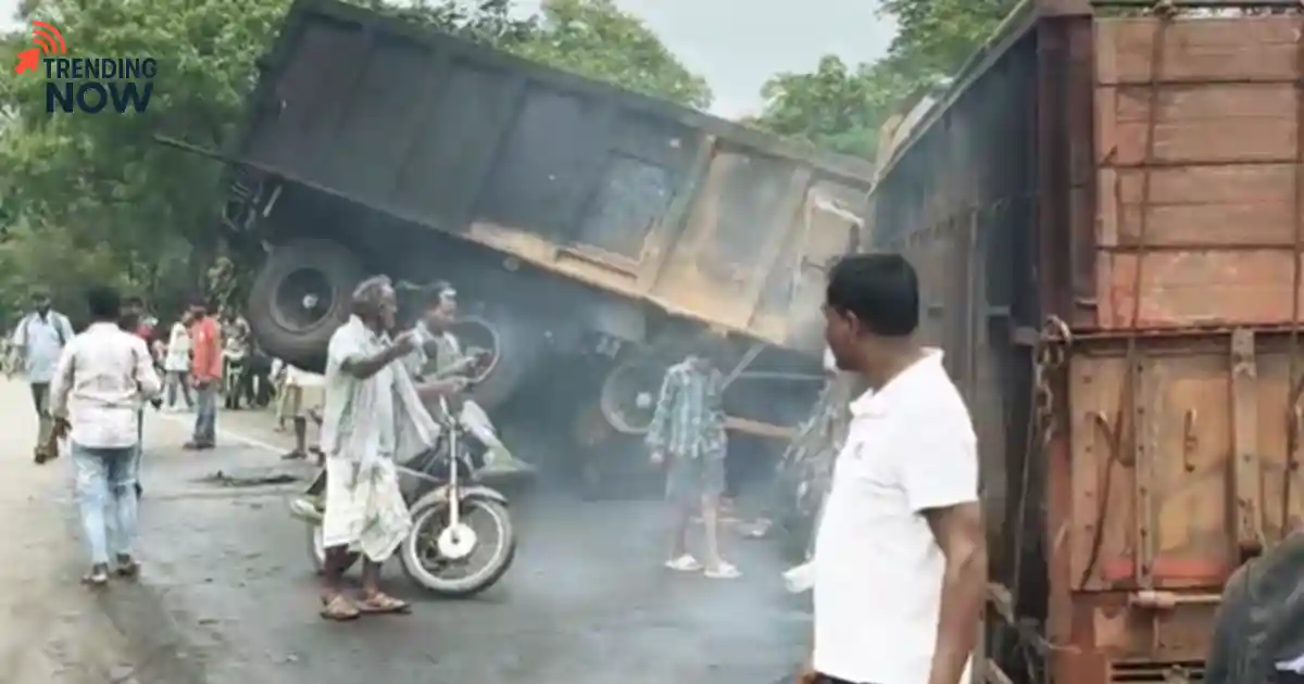 सरायकेला में दो हाइवा-ट्रेलर की आमने सामने की टक्कर, टकराते ही लगी आग और दो चालकों की मौके पर मौत